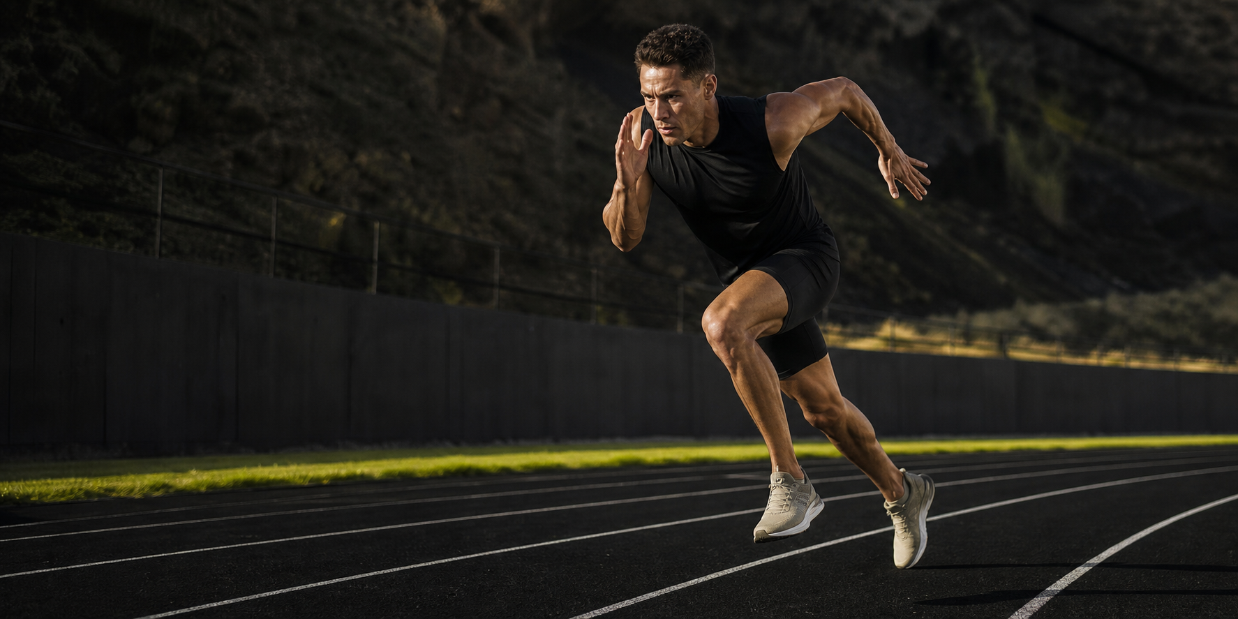 Atleta Carmon corriendo en una pista